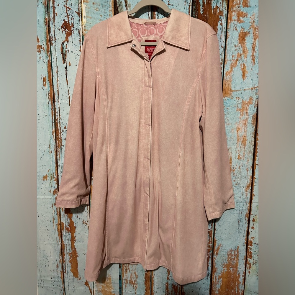 Vintage Esprit Light Pink Midi Trench Lightweight Jacket